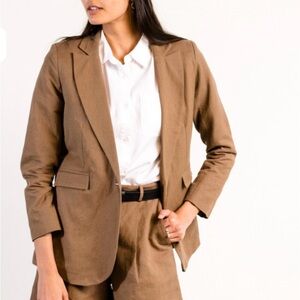 Able Heather Linen Women's Brown Blazer XXS